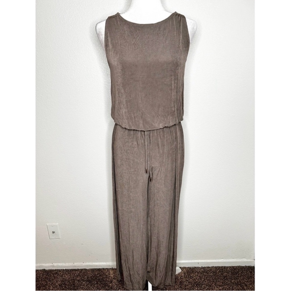 Chicos Travelers Womens Brown Slinky Jersey Wide Leg Jumpsuit Size 4/6 | S